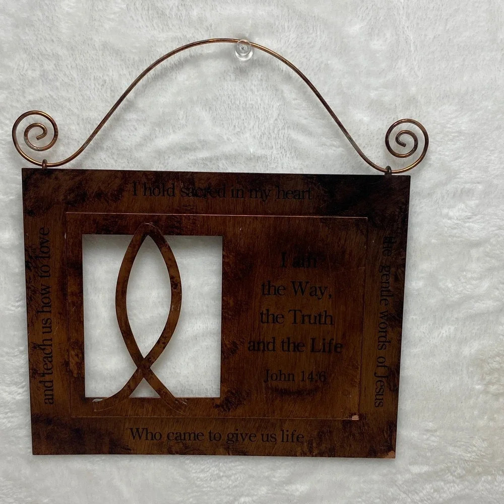Copper Religious‎ Wall Art John 14:6 Fish Symbol Christian Home Decor Rustic